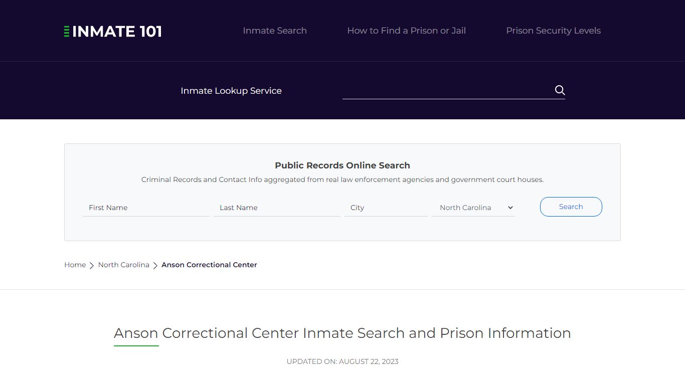 Anson Correctional Center Inmate Search and Prison Information